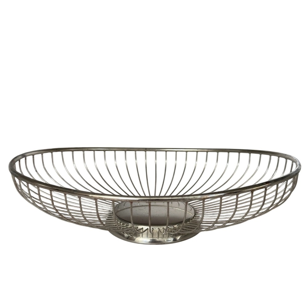 Vintage PM Italy Silver Plate Wire Fruit Basket Bowl Mid‎ Century Centerpiece